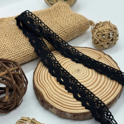 Мереживо макраме "Срібний дощ" 2 см.(1 м.), чорний