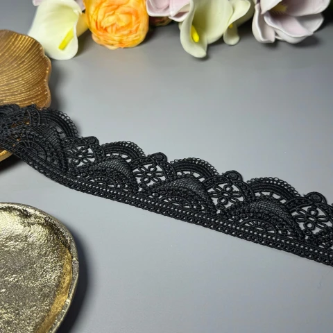 Мереживо поліестер ВВ"Арт візія" 6 см.(1 м.), чорний