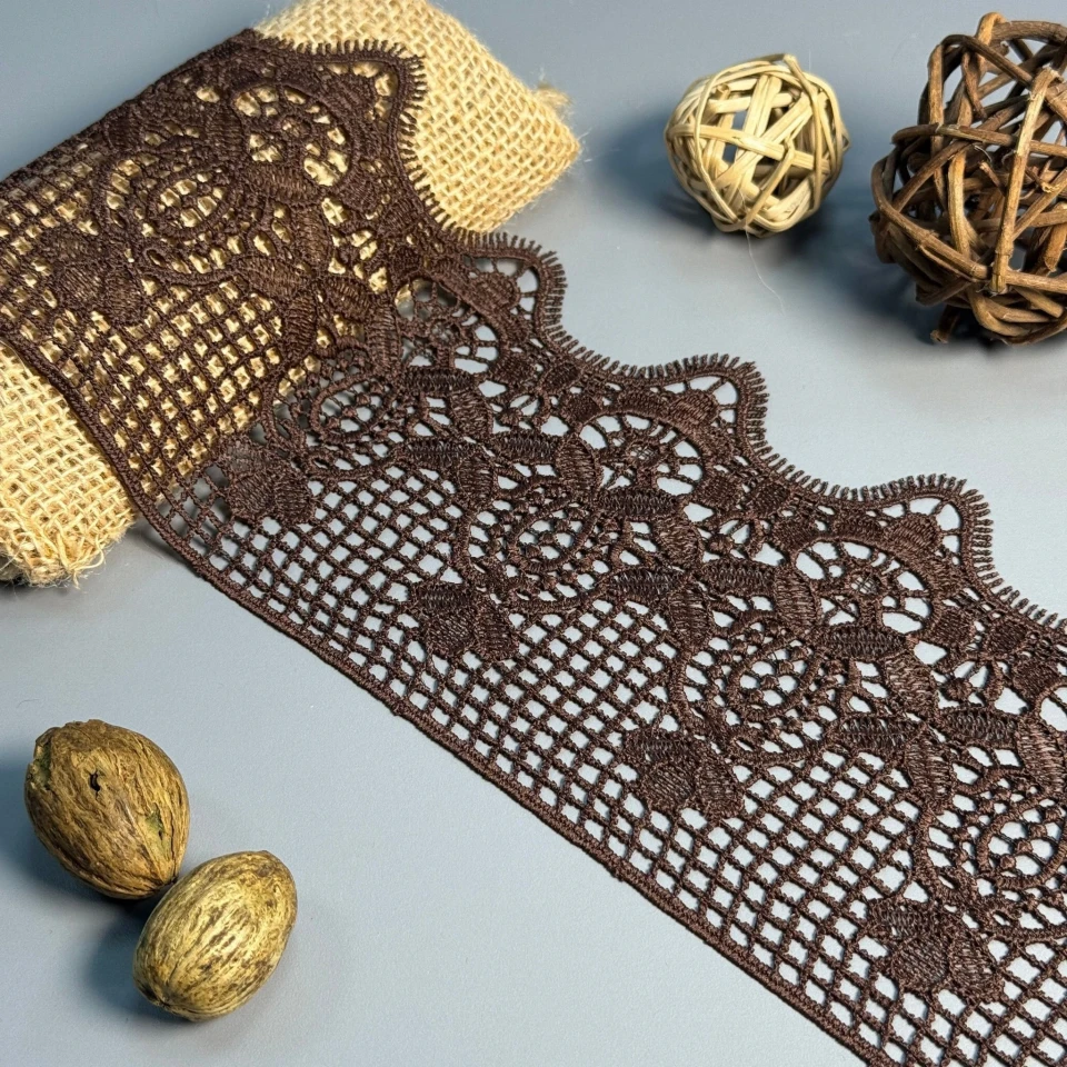 Мереживо поліестер "Ніжний подих" 11,5 см.(1 м.), коричневий