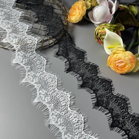 Мереживо французьке «Паризька ніжність» 6.5 см. (купон 3 м.), чорний