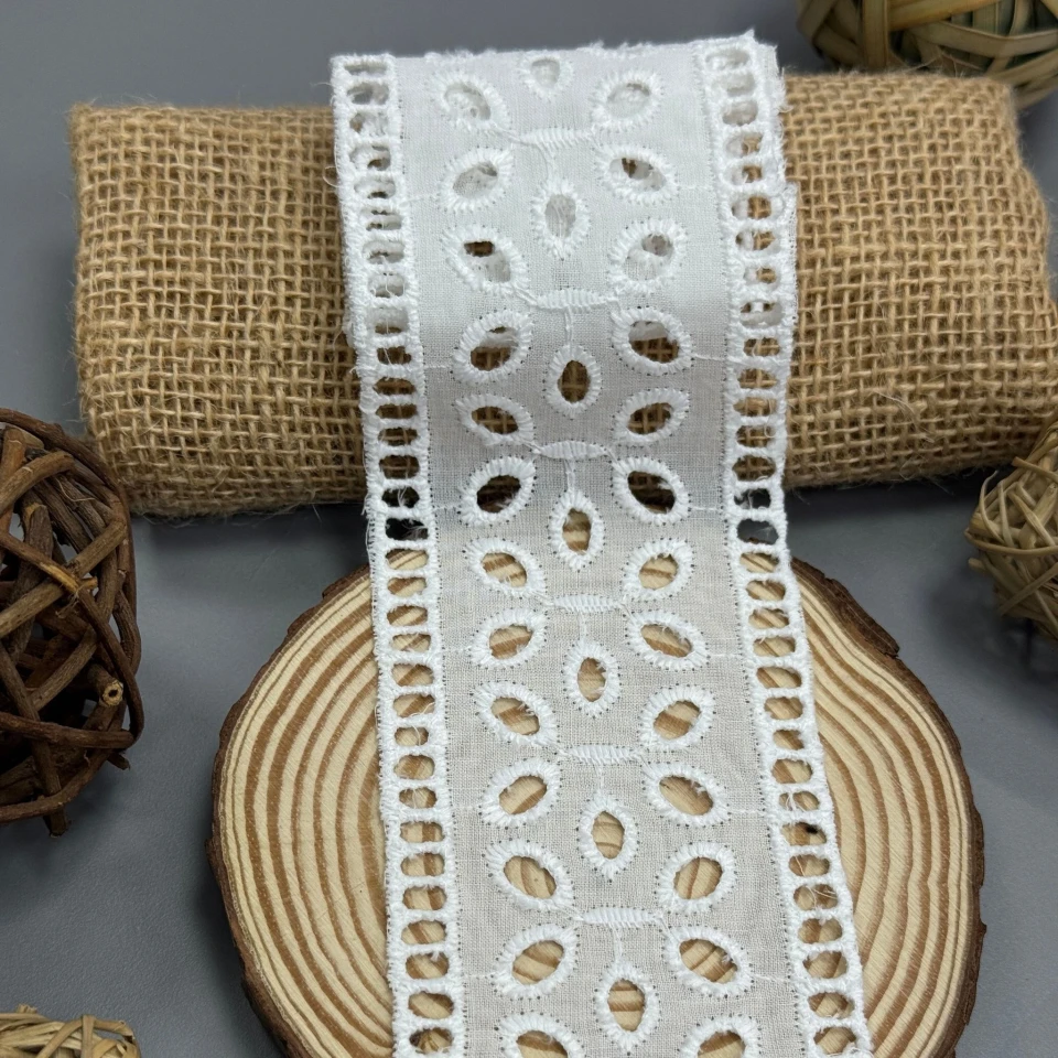 Мереживо прошва "Біле сяйво" 6,5 см (1 м.), білий