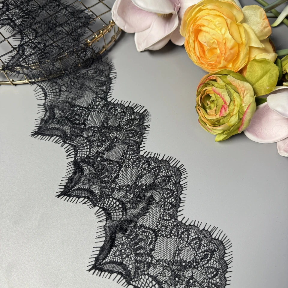 Мереживо французьке «Біла вуаль» 11 см. (купон 3 м.), чорний