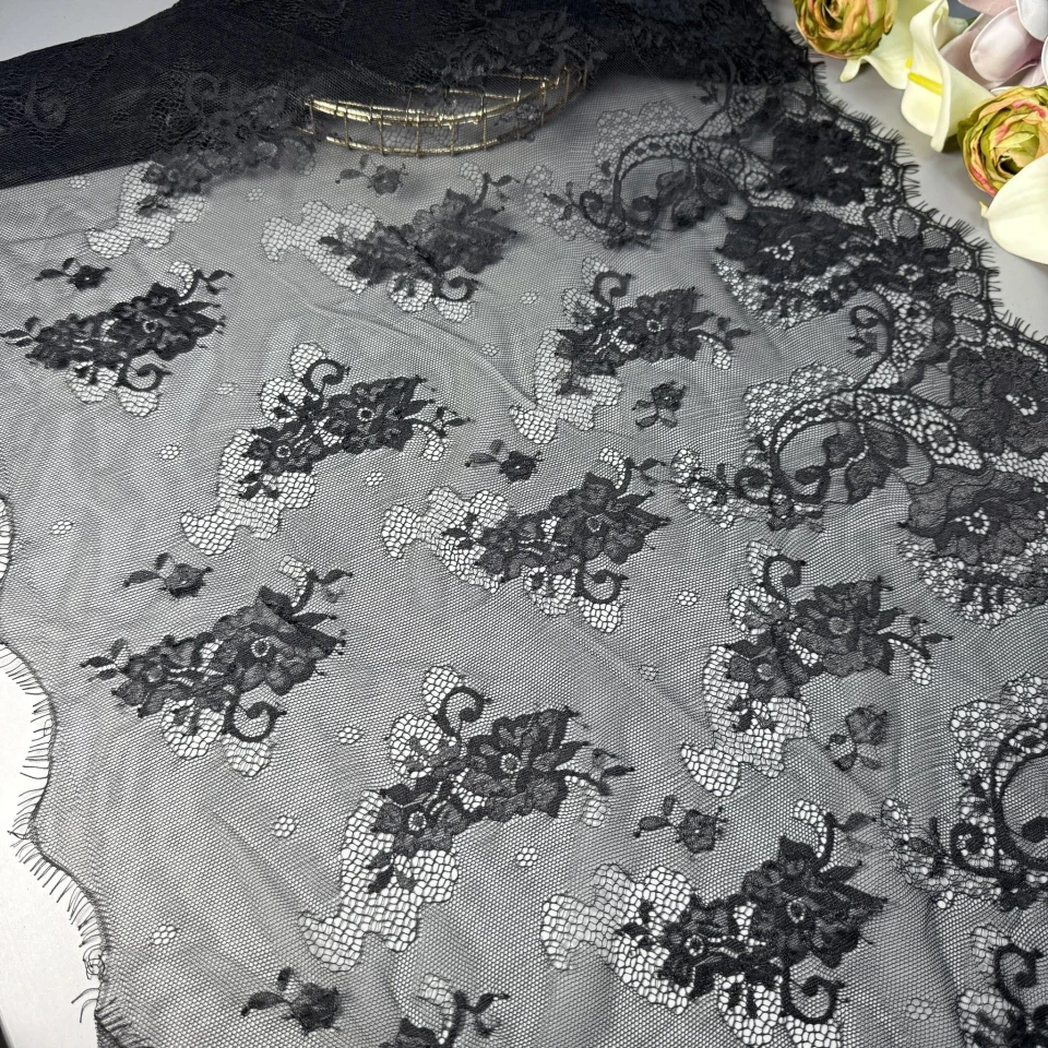 Мереживо французьке «Шепіт зорі» 50 см. (купон 3 м.), чорний