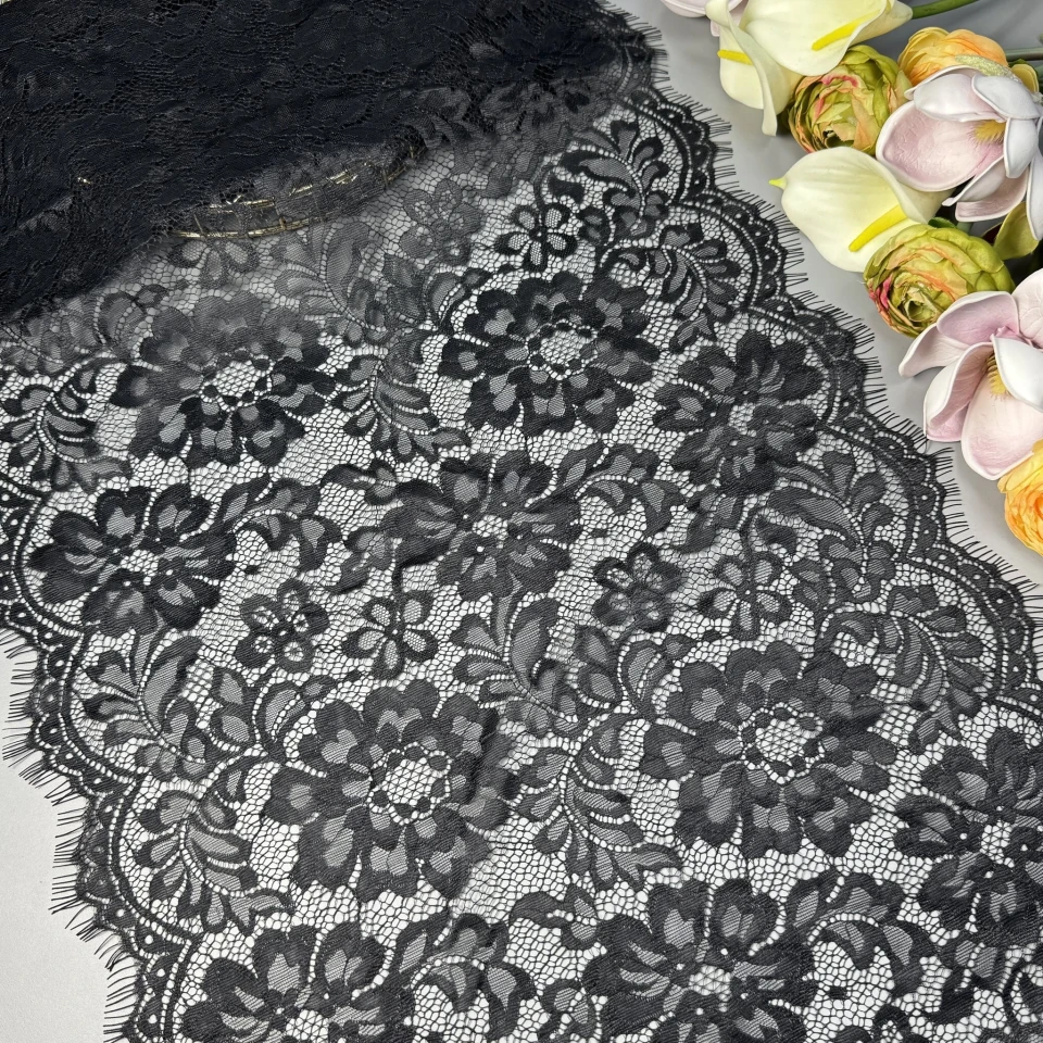 Мереживо французьке«Douce Mélodie»38 см. (купон 3 м.), чорний