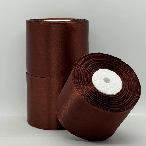 Атласна стрічка 7.5 см (33 м.),  70 шоколад