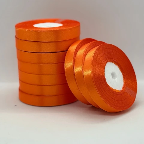 Атласна стрічка 1.2 см (33 м.), 144 сигнально-помаранчевий