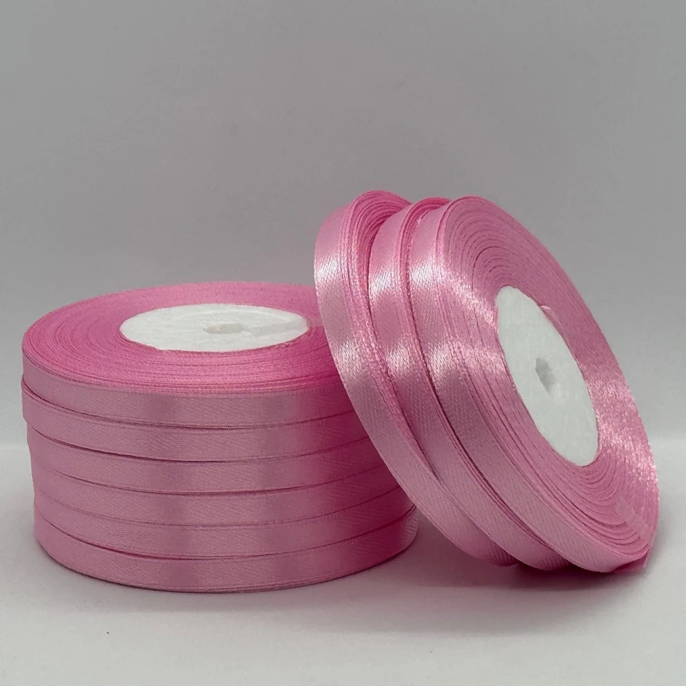 Атласна стрічка 0.6 см (33 м.), 94 рожева пудра
