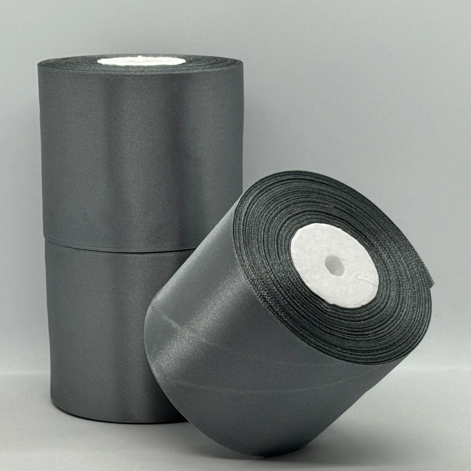 Атласна стрічка 7.5 см (33 м.), 180 темний сірий