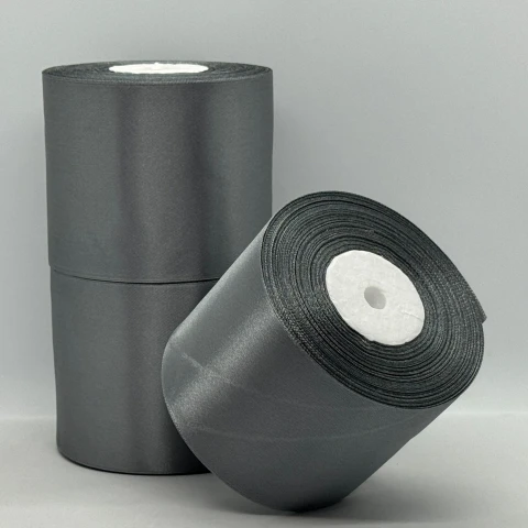 Атласна стрічка 7.5 см (33 м.), 180 темний сірий