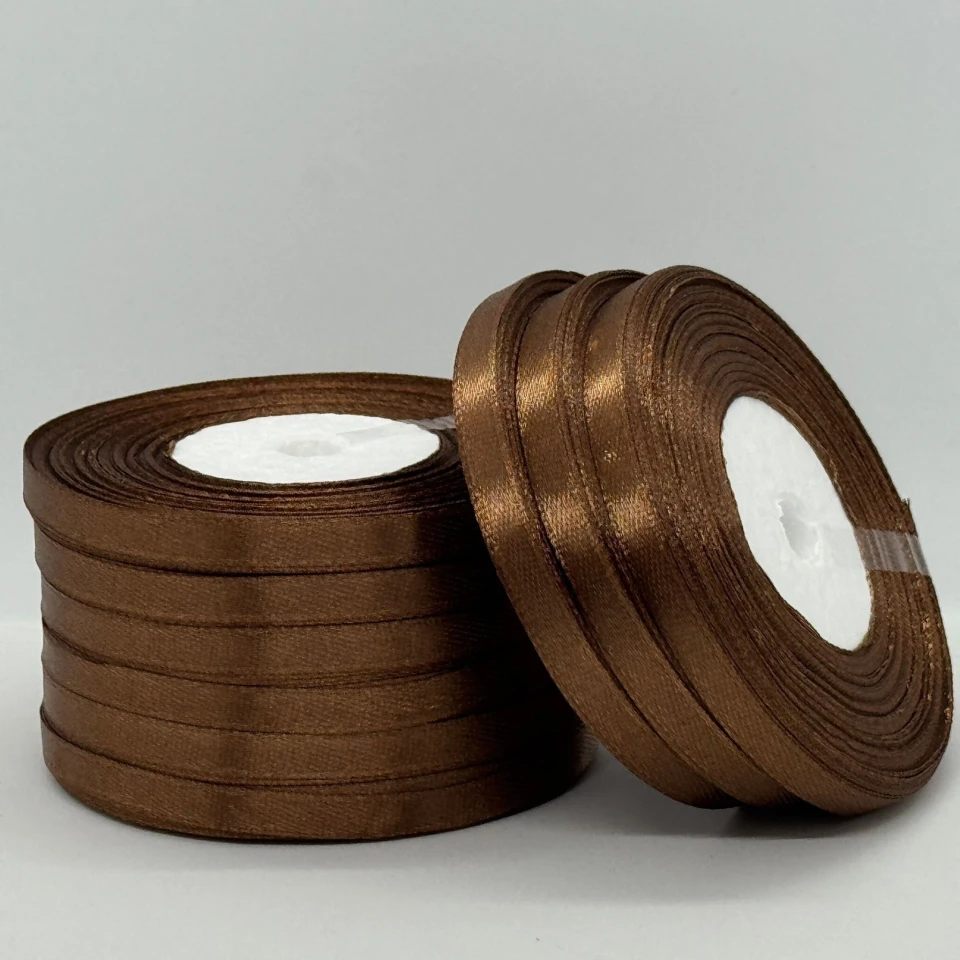 Атласна стрічка 0.6 см (33 м.), 31 темний коричневий