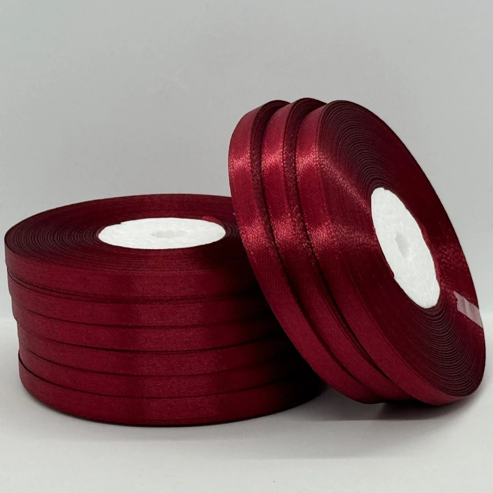 Атласна стрічка 0.6 см (33 м.), 37 темний бордовий