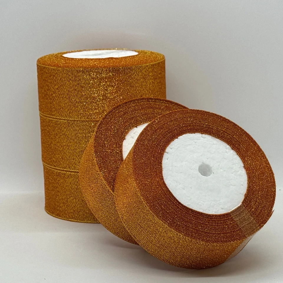 Тасьма парчева 4 см (25 ярдів/22,75 м.), 24 помаранчевий + золото