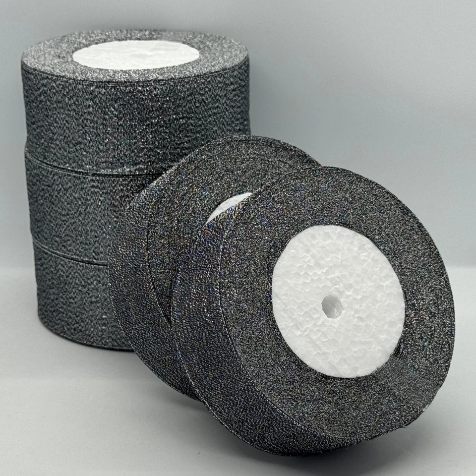 Тасьма парчева 4 см (25 ярдів/22,75 м.), 111 чорний + срібло