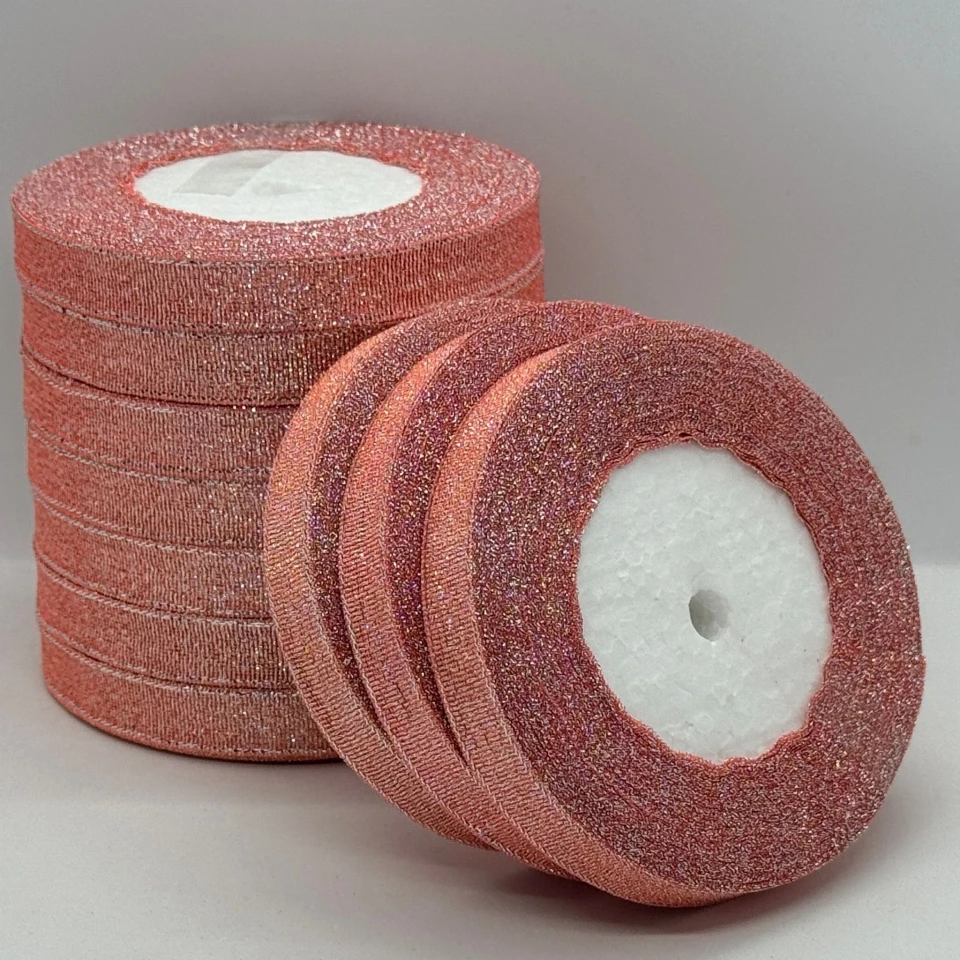 Тасьма парчева 1,2 см (25 ярдів/22,75 м.), 109 блідно рожевий + срібло