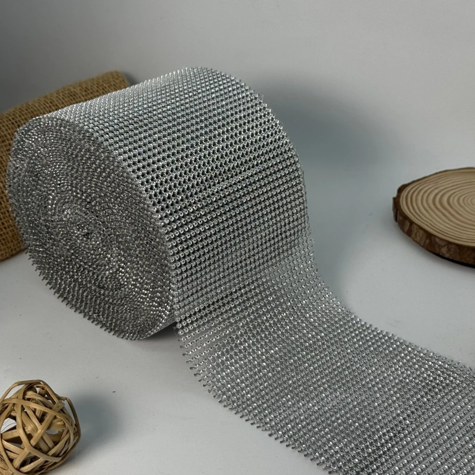 Тасьма імітація 32 ряда 10 см (10 ярдів/9,14 м.), срібло