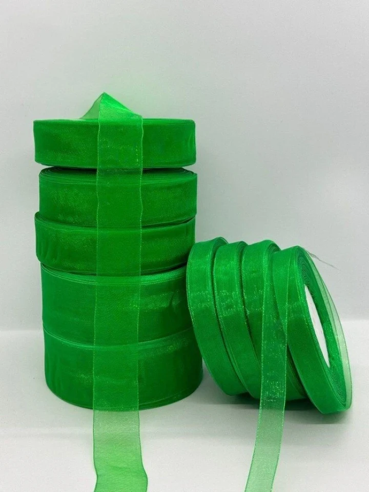 Стрічка органза 1,25 см (45 м.), 1019 зелений