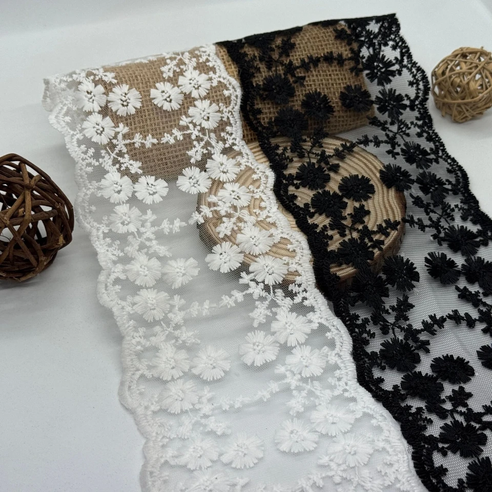 Мереживо органза «Перлинна хмаринка» 11,5 см (1 м.), чорний