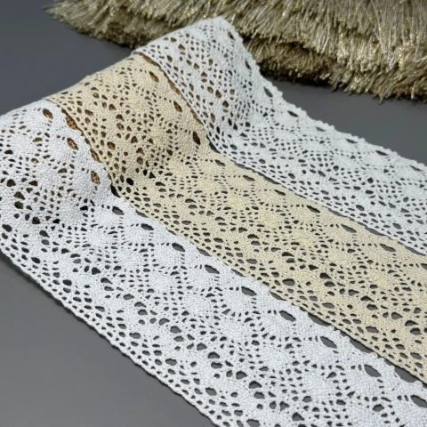 Мереживо макраме "Ніжний штрих" 7,5 см.(1 м), білий