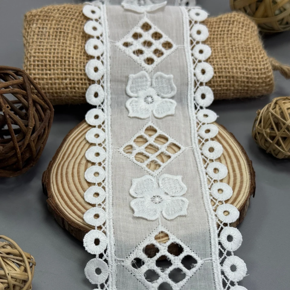 3D Мереживо прошва Діадема Артеміди 8 см (1 метр), білий