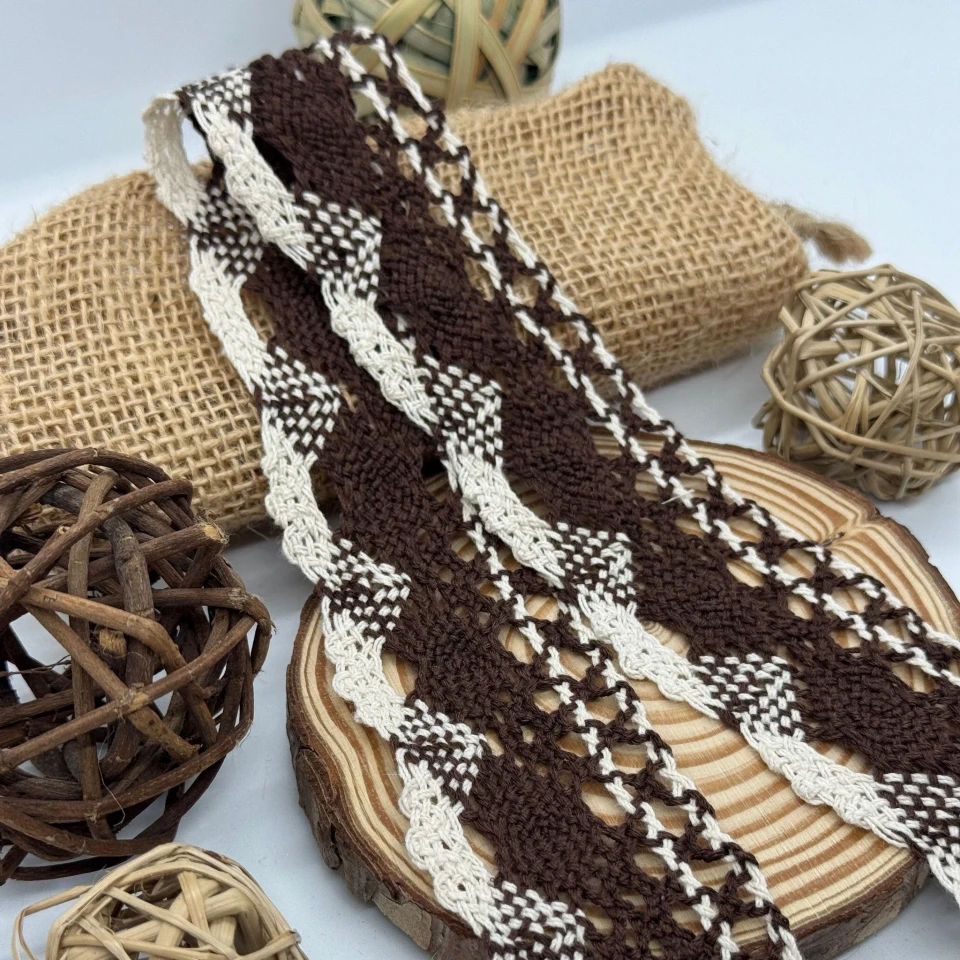 Мереживо макраме "Танець ліній" (1 м.), шоколад