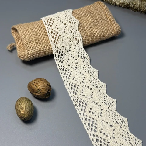 Мереживо макраме "Рожева пудра" 5,5 см.(1м.), бежевий