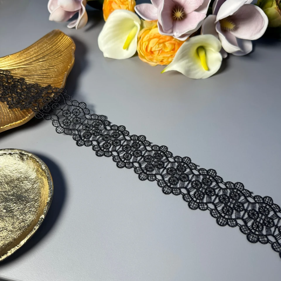 Мереживо поліестер ВВ"Молочна іскра" 5 см.(1 м.), чорний