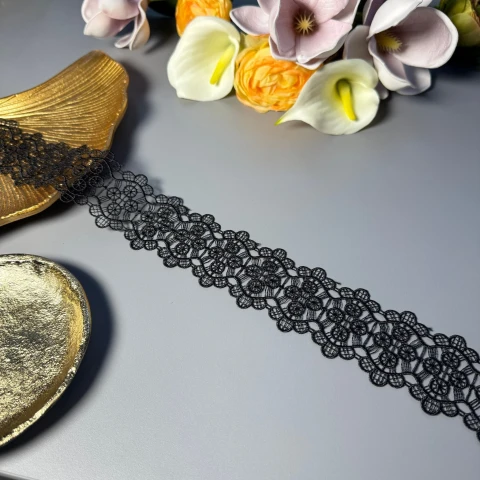 Мереживо поліестер ВВ"Молочна іскра" 5 см.(1 м.), чорний