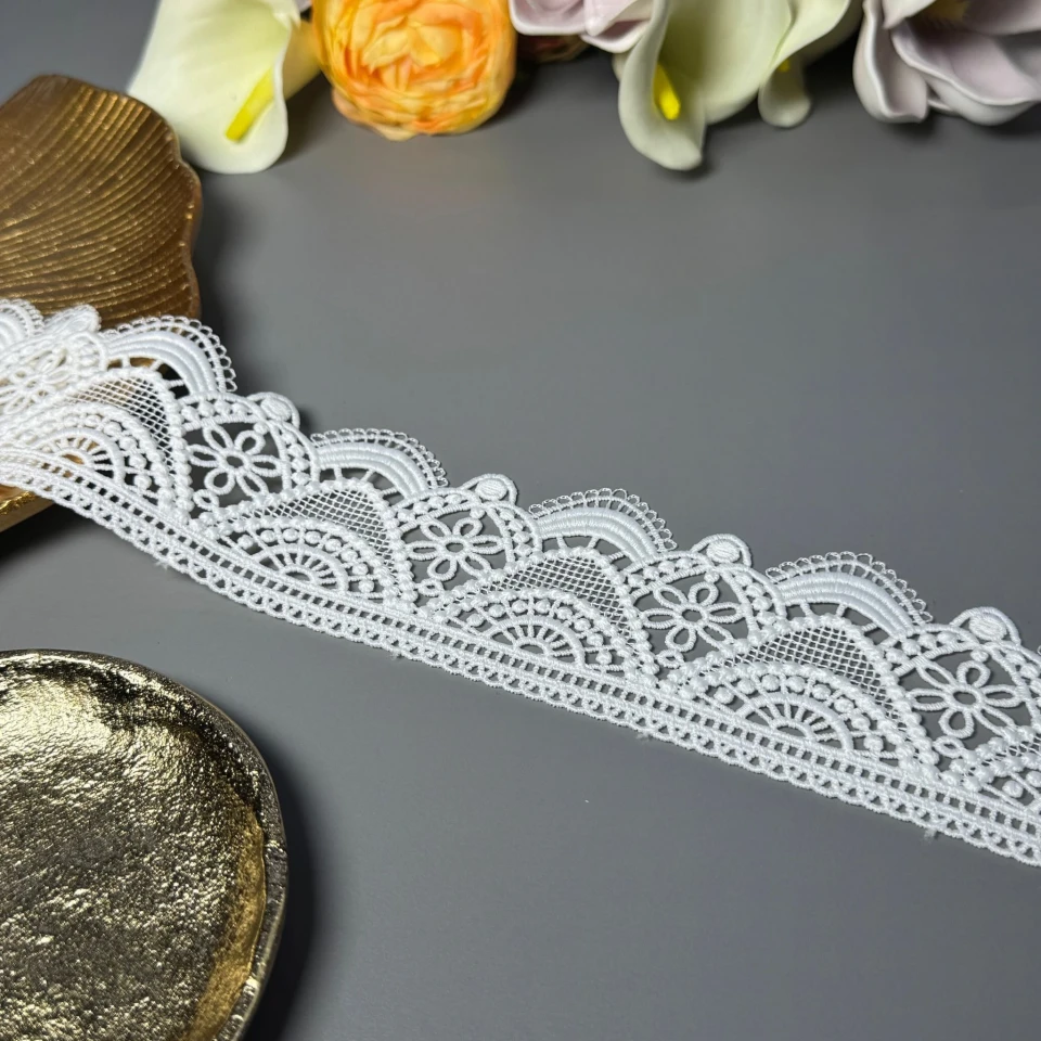 Мереживо поліестер ВВ"Арт візія" 6 см.(1 м.), теплий білий