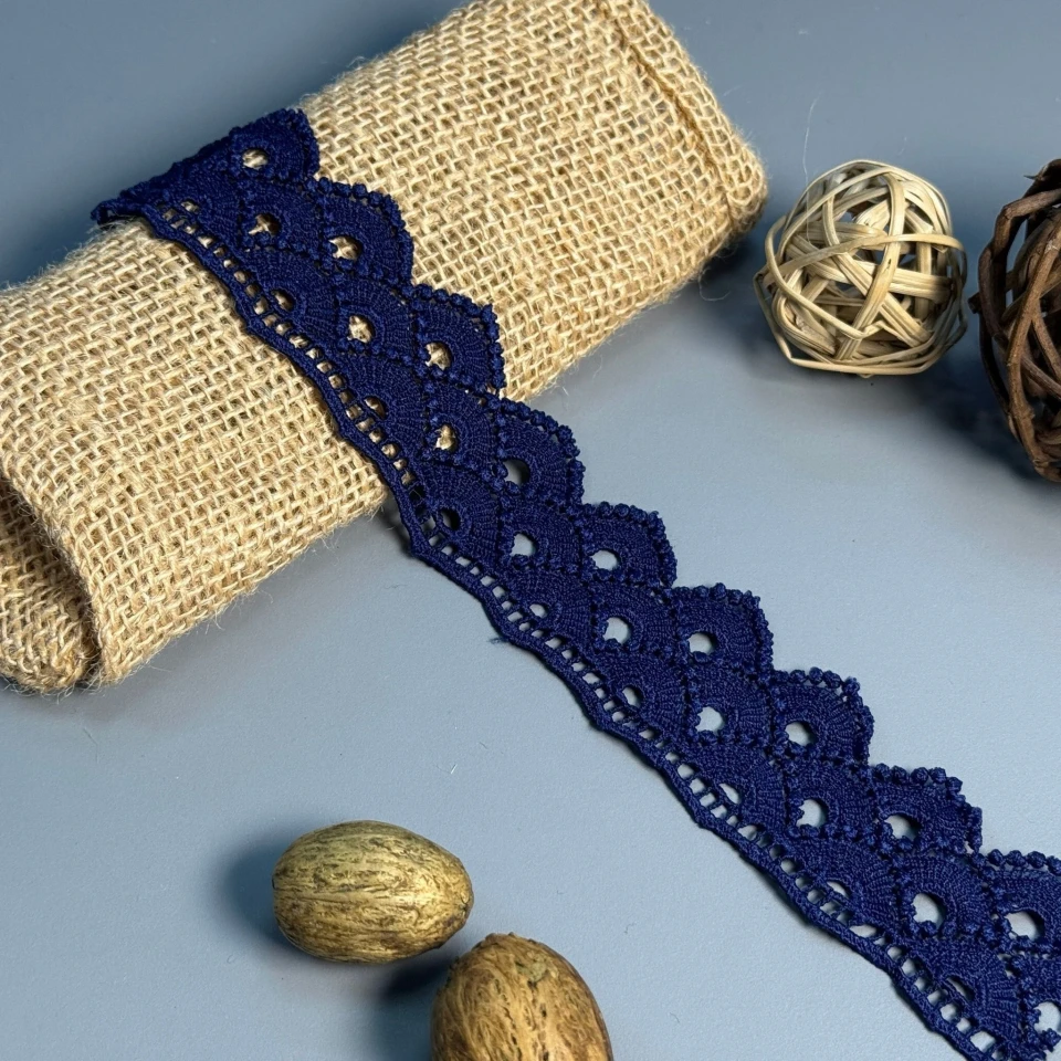 Мереживо поліестер "Ніжна гармонія" 4 см.(1 м.), синій (19.7 метрів)