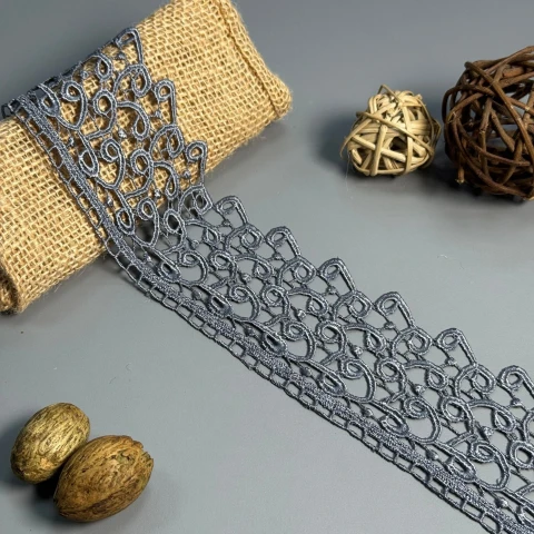 Мереживо поліестер "Легкий шепіт" 8 см.(1 м.), сірий (20 метрів)