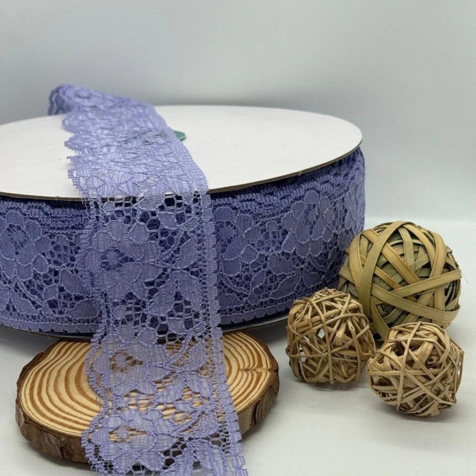 Мереживо поліестр кольорове «Квітка спокуси» 6 см (1 м.), 9 бузок