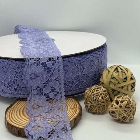 Мереживо поліестр кольорове «Квітка спокуси» 6 см (1 м.), 9 бузок