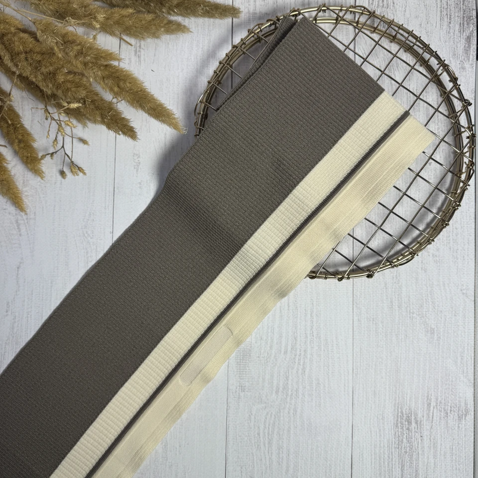 Трикотажний пояс довяз Рібана (13 см*90 см) , темно бежевий