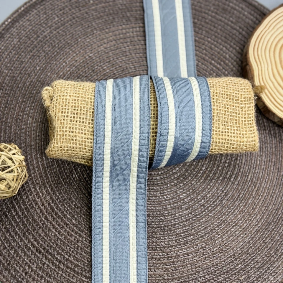 Трикотажний лампас Косичка 4 см (1 м), C:5 світло сірий