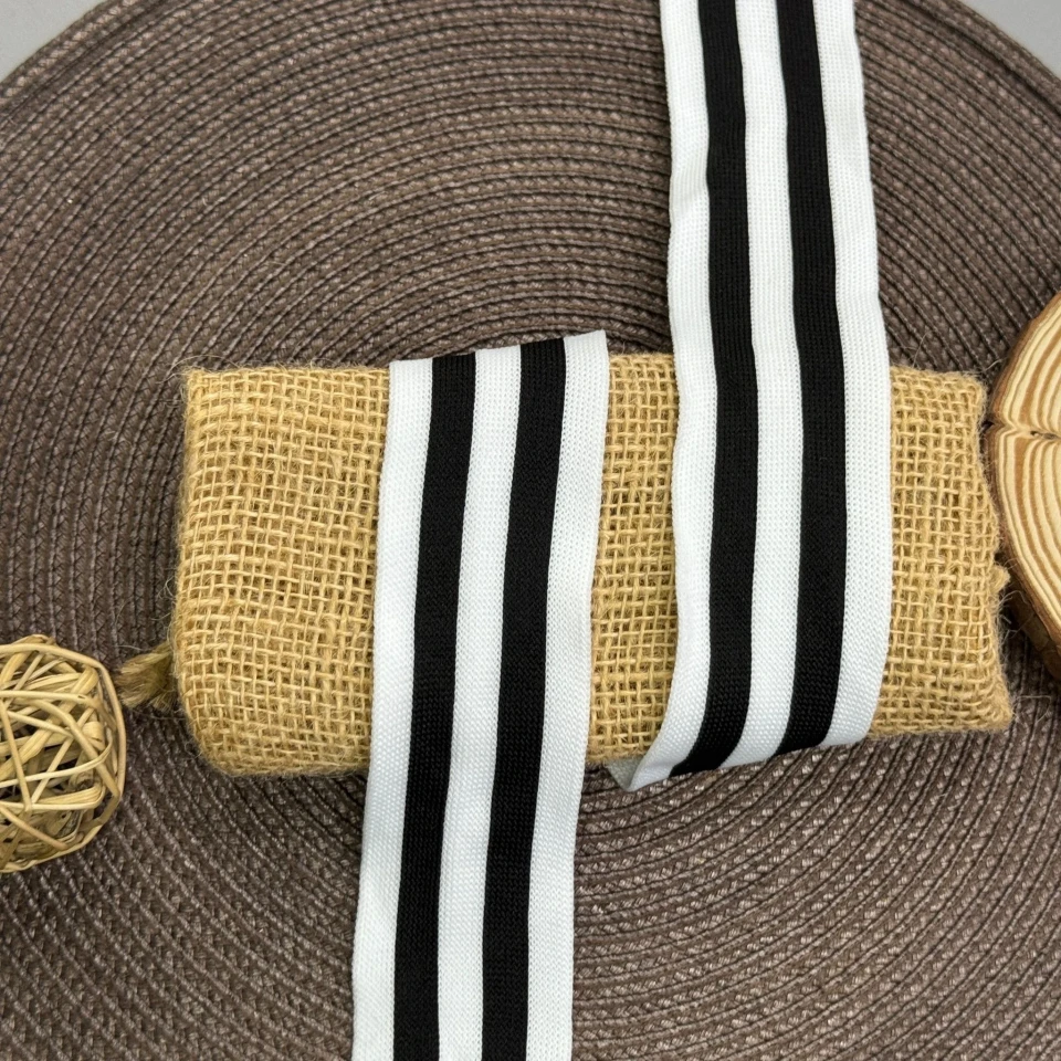 Трикотажний лампас Спорт 4 см (1 м), білий+чорний 5