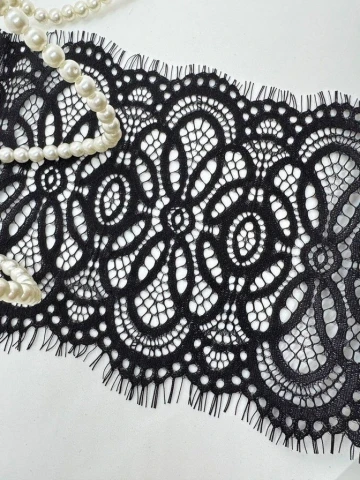 Мереживо французьке «Французька меланхолія» 20 см. (купон 3 м.), чорний