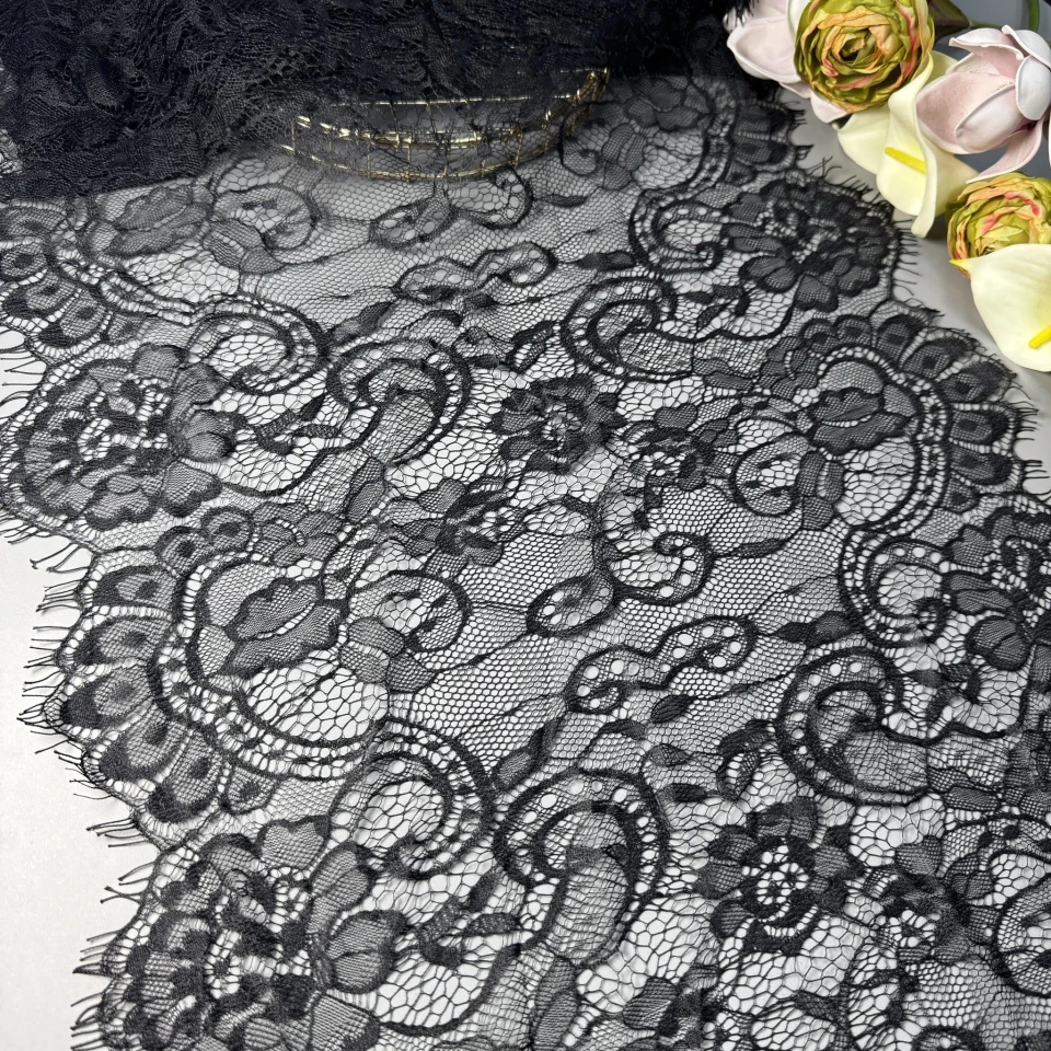 Мереживо французьке «Élégance»45 см. (купон 3 м.), чорний