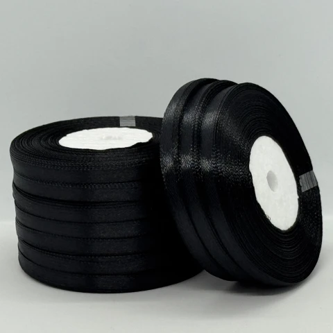 Атласна стрічка 0.6 см (33 м.), чорний 39