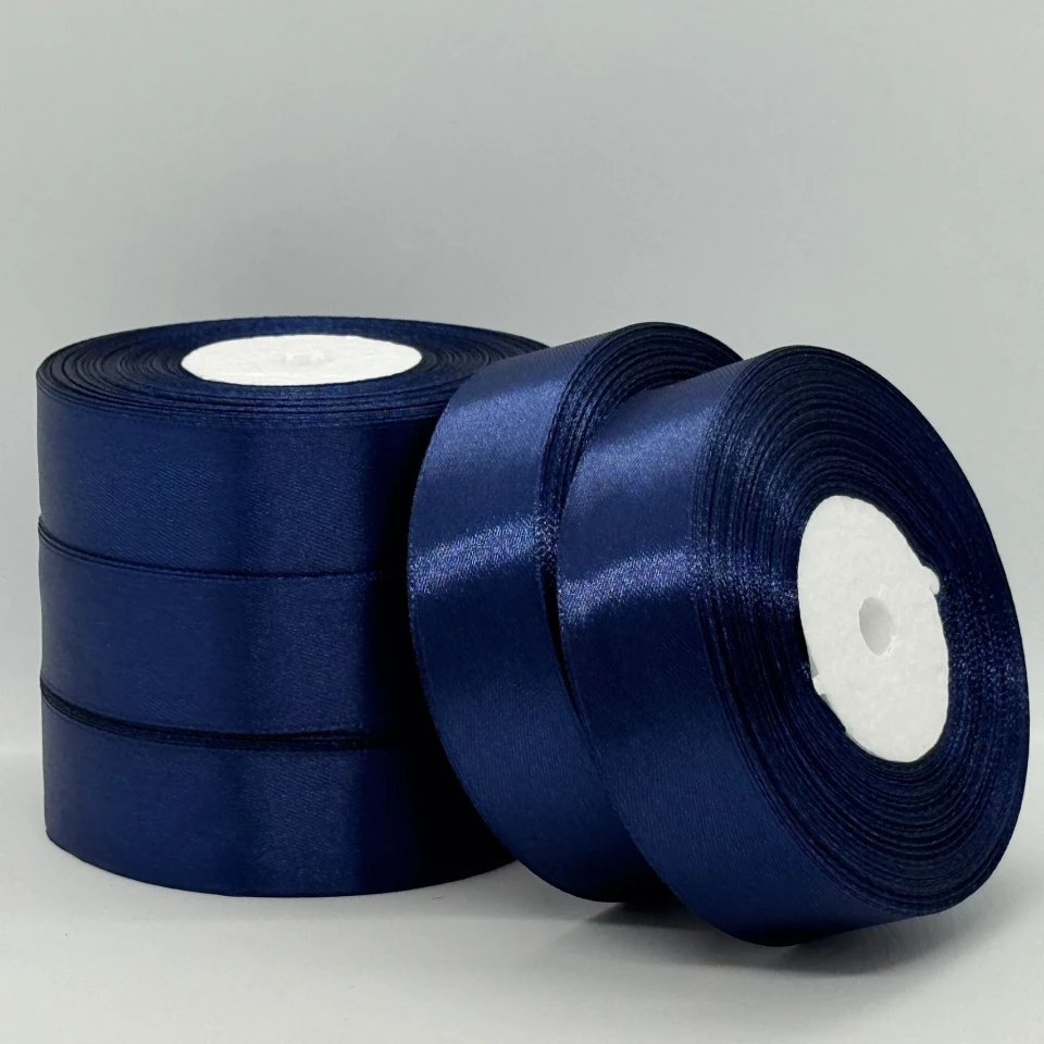 Атласна стрічка 2.5 см (33 м.), 120 синій шкільний