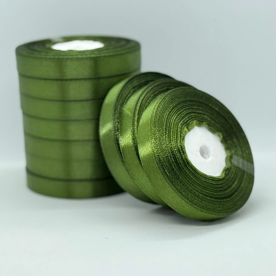 Атласна стрічка 1.2 см (33 м.), 113 блідо-оливковий