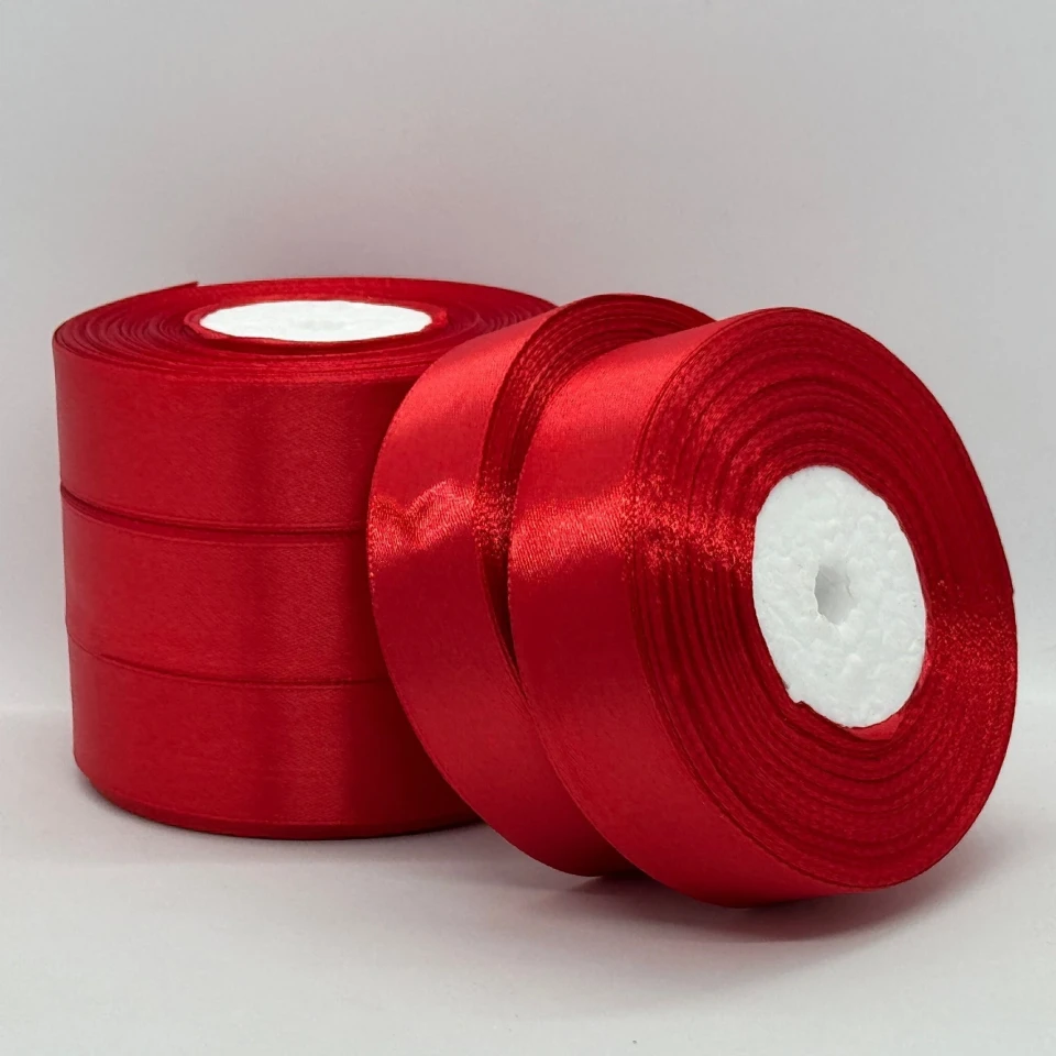 Атласна стрічка 2.5 см (33 м.), 163 червоний