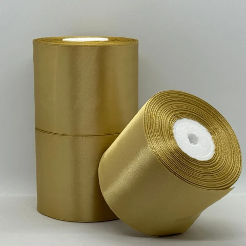 Атласна стрічка 7.5 см (33 м.), 186 золото