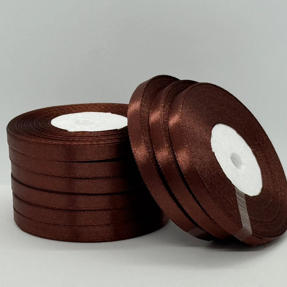 Атласна стрічка 0.6 см (33 м.), 70 шоколад