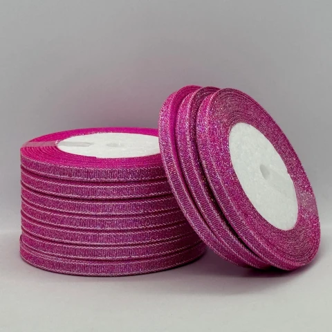 Тасьма парчева 0,6 см (25 ярдів/22,75 м.), 34 ліловий + срібло