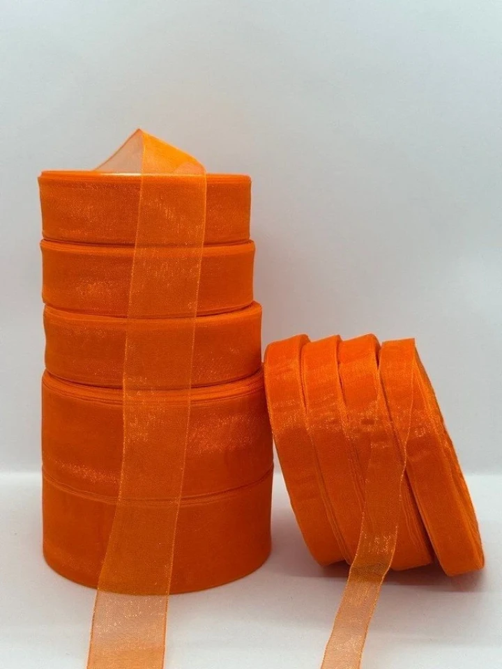 Стрічка органза 2,5 см (45 м.), 1025 помаранчевий