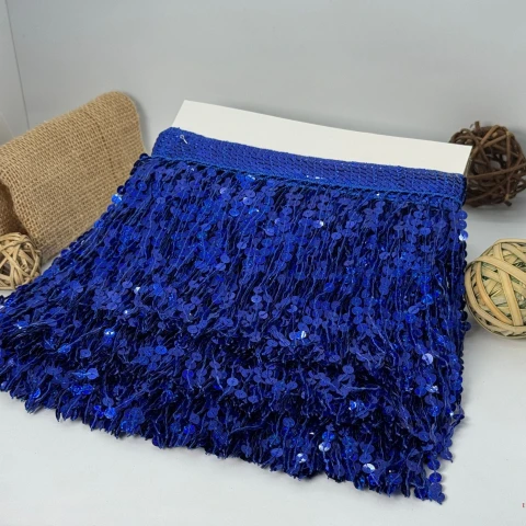 Бахрома танцювальна з паєтками «Серце танцю» 16 см (9.11 метр), 1 королевський синій