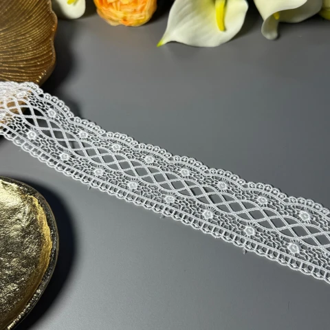 Мереживо поліестер ВВ"Шовкова лілія" 5 см.(1 м.), теплий білий