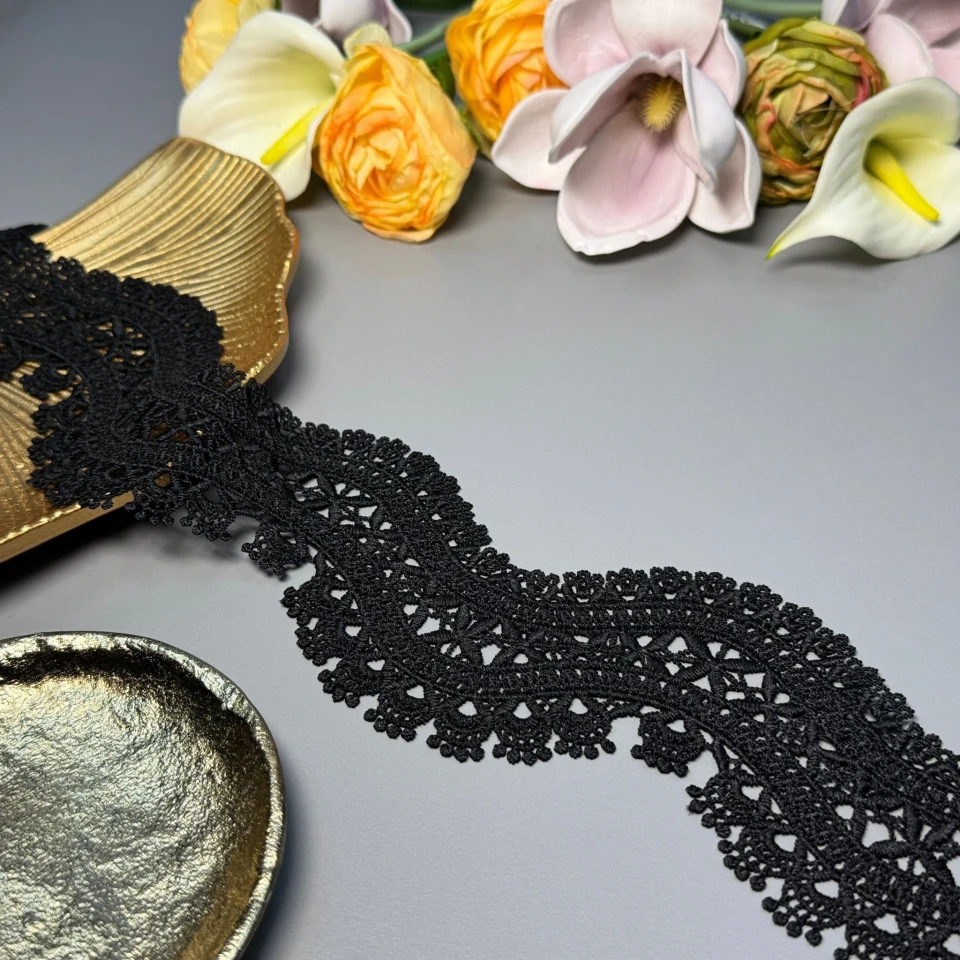 Мереживо поліестер ВВ"Сяйво форми" 8,5 см.(1 м.), чорний