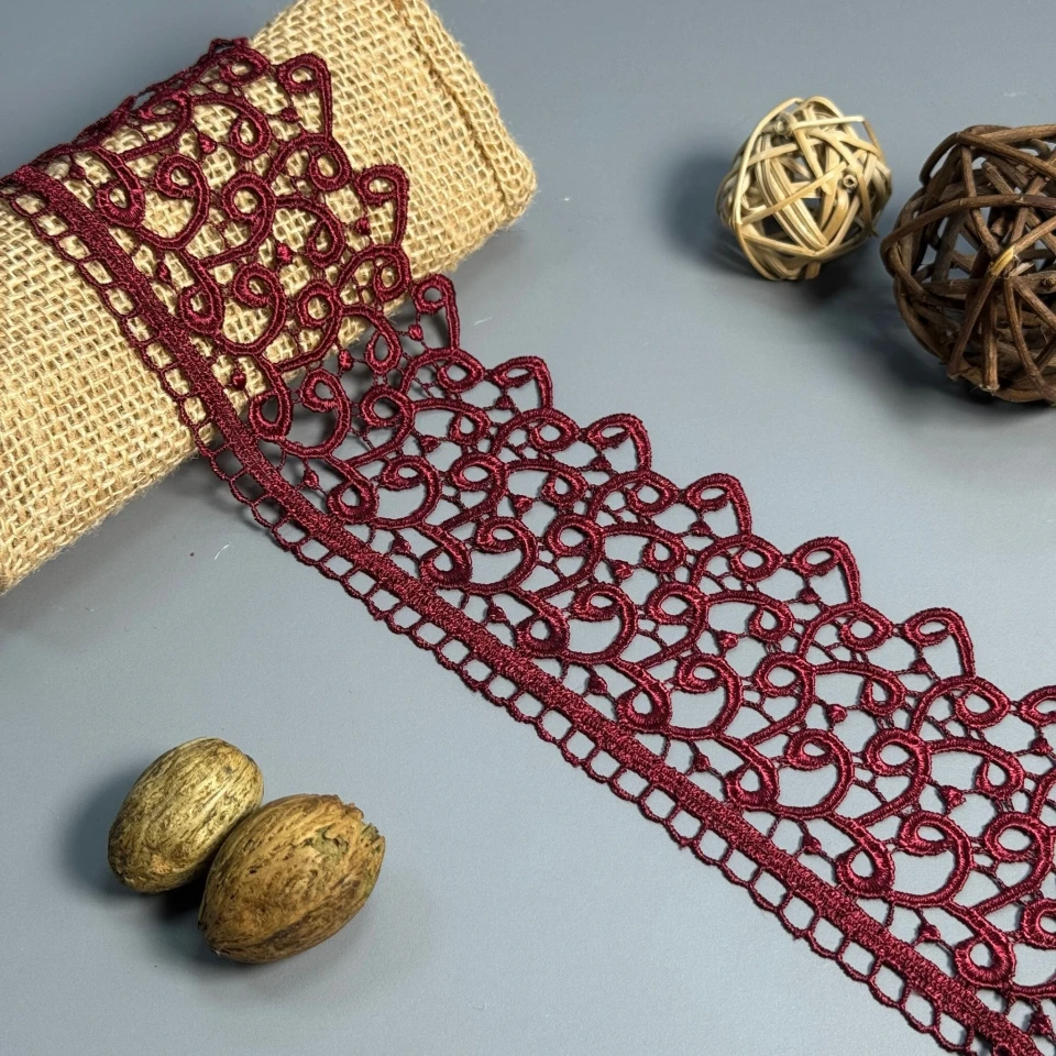 Мереживо поліестер "Легкий шепіт" 8 см.(1 м.), бордо (20 метрів)