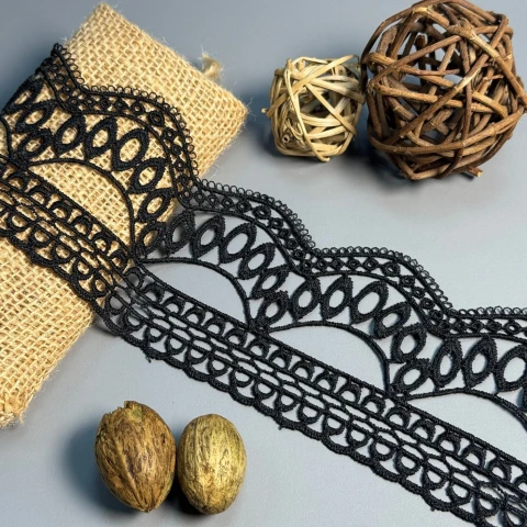 Мереживо поліестер "Рожева симфонія" 8 см.(1 м.), чорний